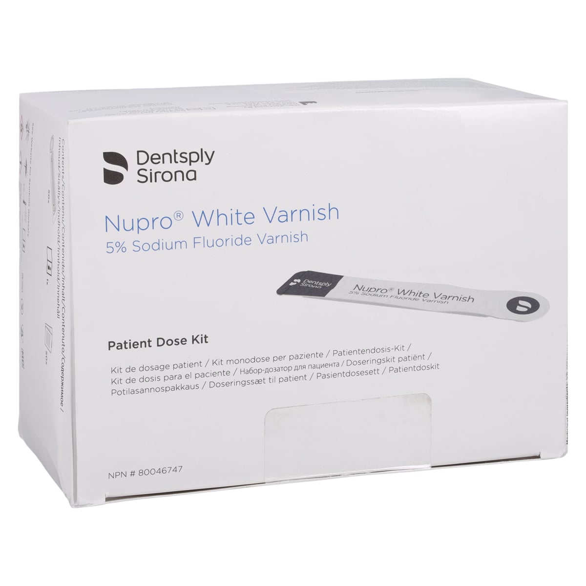 NUPRO White Varnish 5% Sodium Fluoride, Bubble Gum, 0.4 g Easy Application Packs, 50/Box, 130312