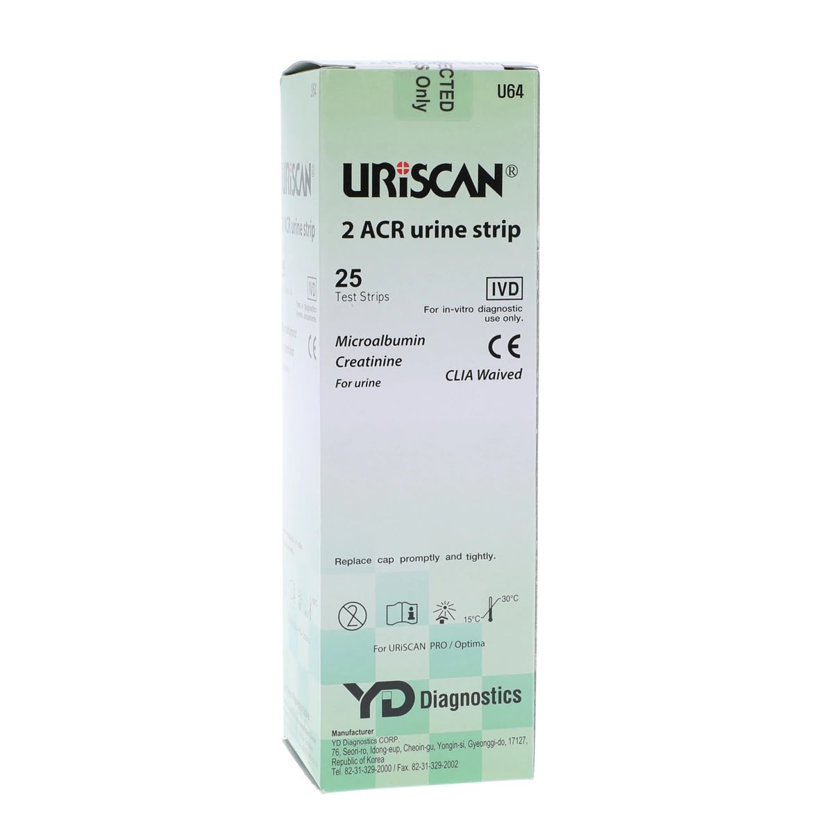 UriScan 2ACR Microalbumin and Creatinine Urine Test Strip, 25/Bottle
