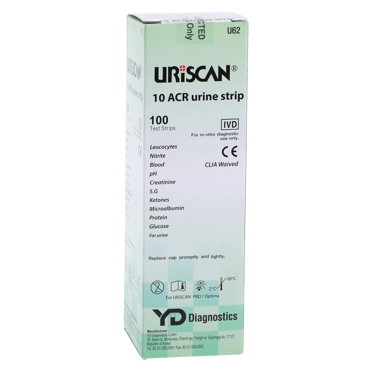UriScan 10ACR Urinalysis Test Strips, 100/Bottle