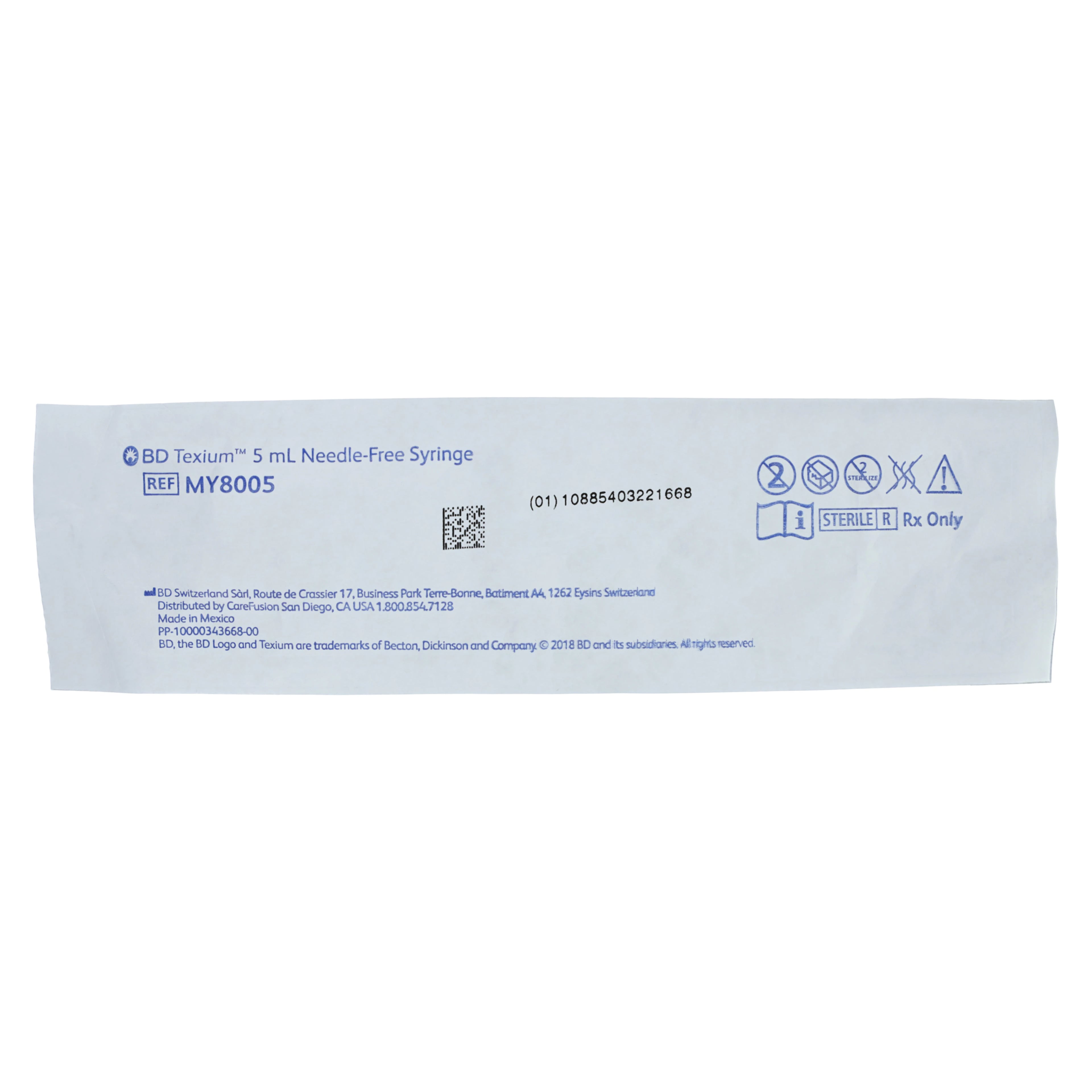 Carefusion Texium Needle-Free Syringe, 5 mL, 100/Case