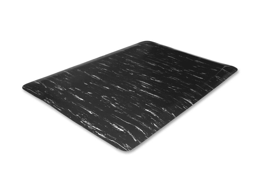 Genuine Joe Anti-Fatigue Mat, Black Marble, 3 ft x 5 ft, Each