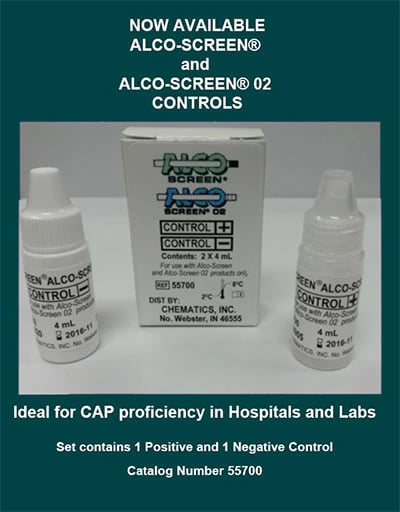 Chematics Alco-Screen Saliva Alcohol Test Positive/Negative Control Set, 2 Controls (1 Positive, 1 Negative)