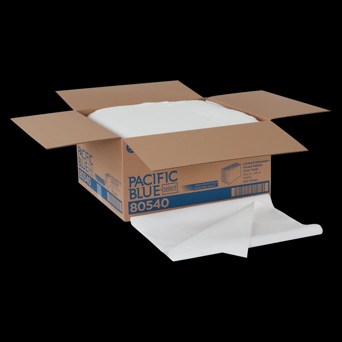 Pacific Blue Select Disposable Bath Towel, Airlaid Cellulose, 19.5" x 39", White, 200/Case