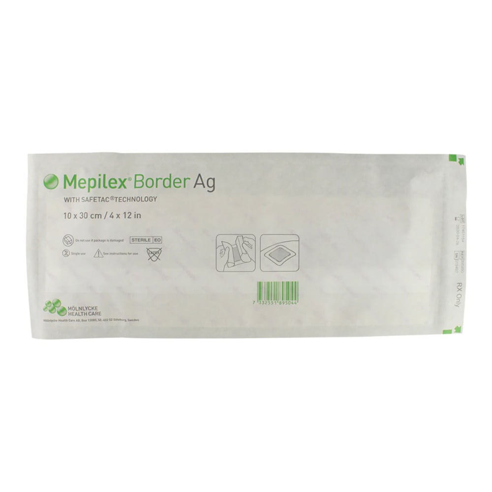 Mepilex Border Ag Foam Post-Op Dressing, 4" x 12", Sterile, Adhesive, Latex-Free