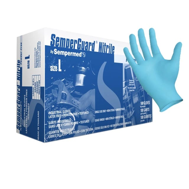 SemperGuard Nitrile Exam Gloves, Medium, Blue, Non-Sterile, Textured
