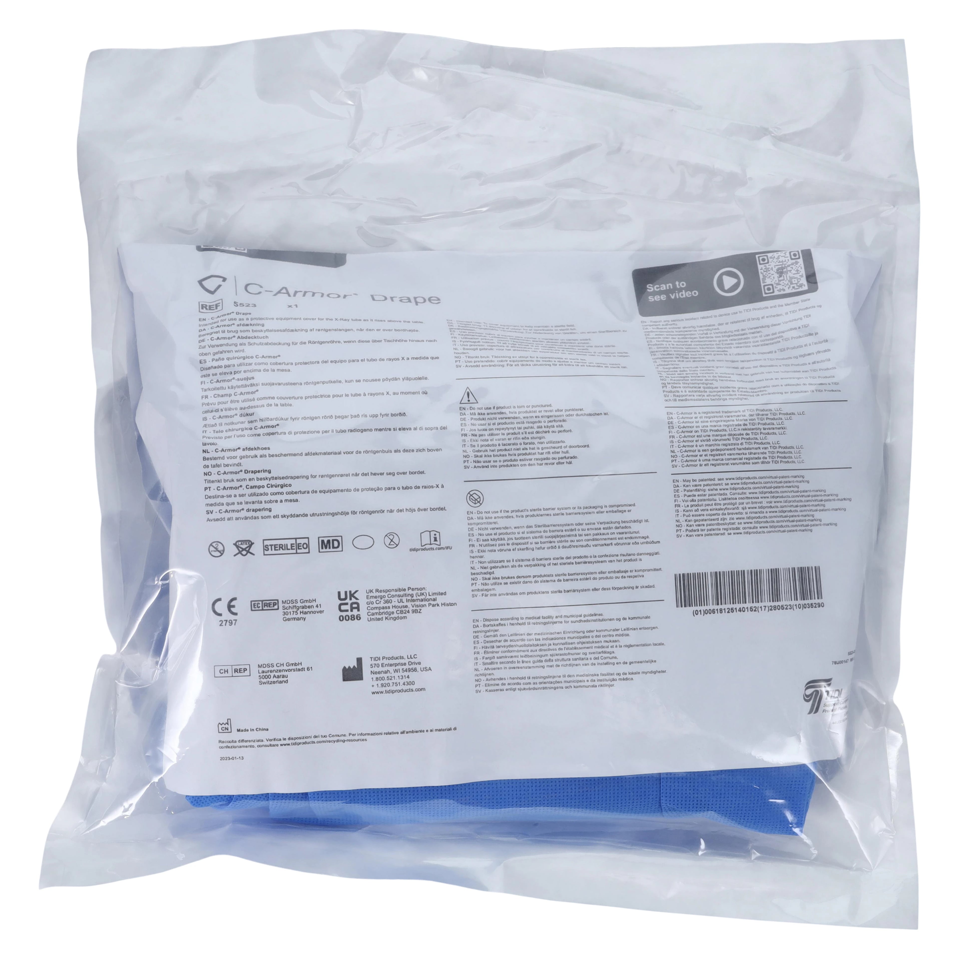 Tidi C-Armor Sterile C-Arm Drape, Clear, PE