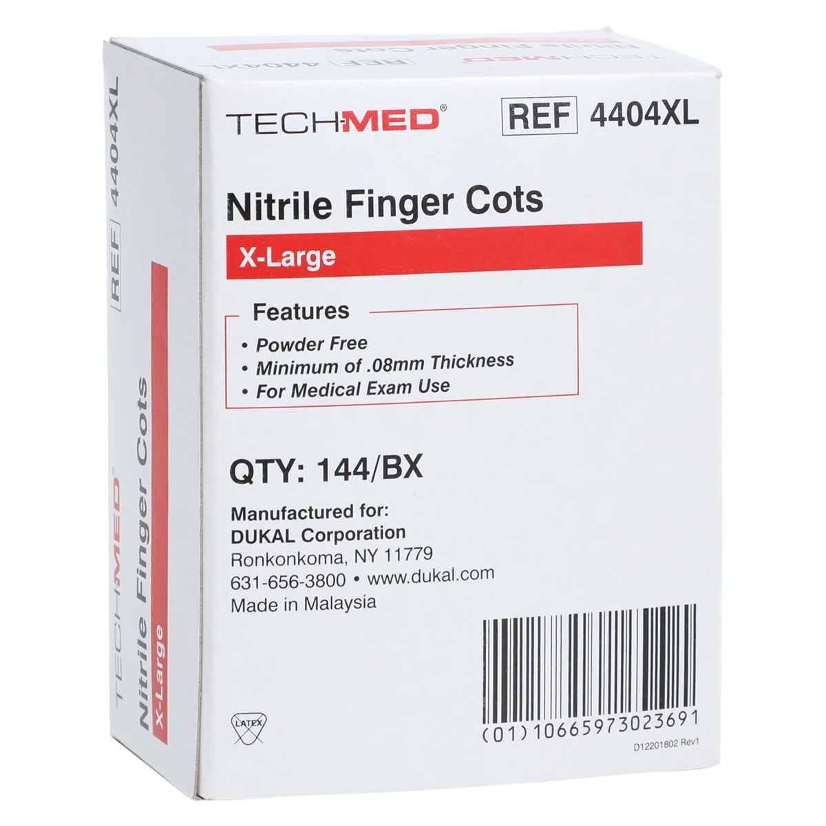 Tech-Med Nitrile Finger Cots, X-Large, Powder-Free, Latex-Free, 144/Box, 4404XL