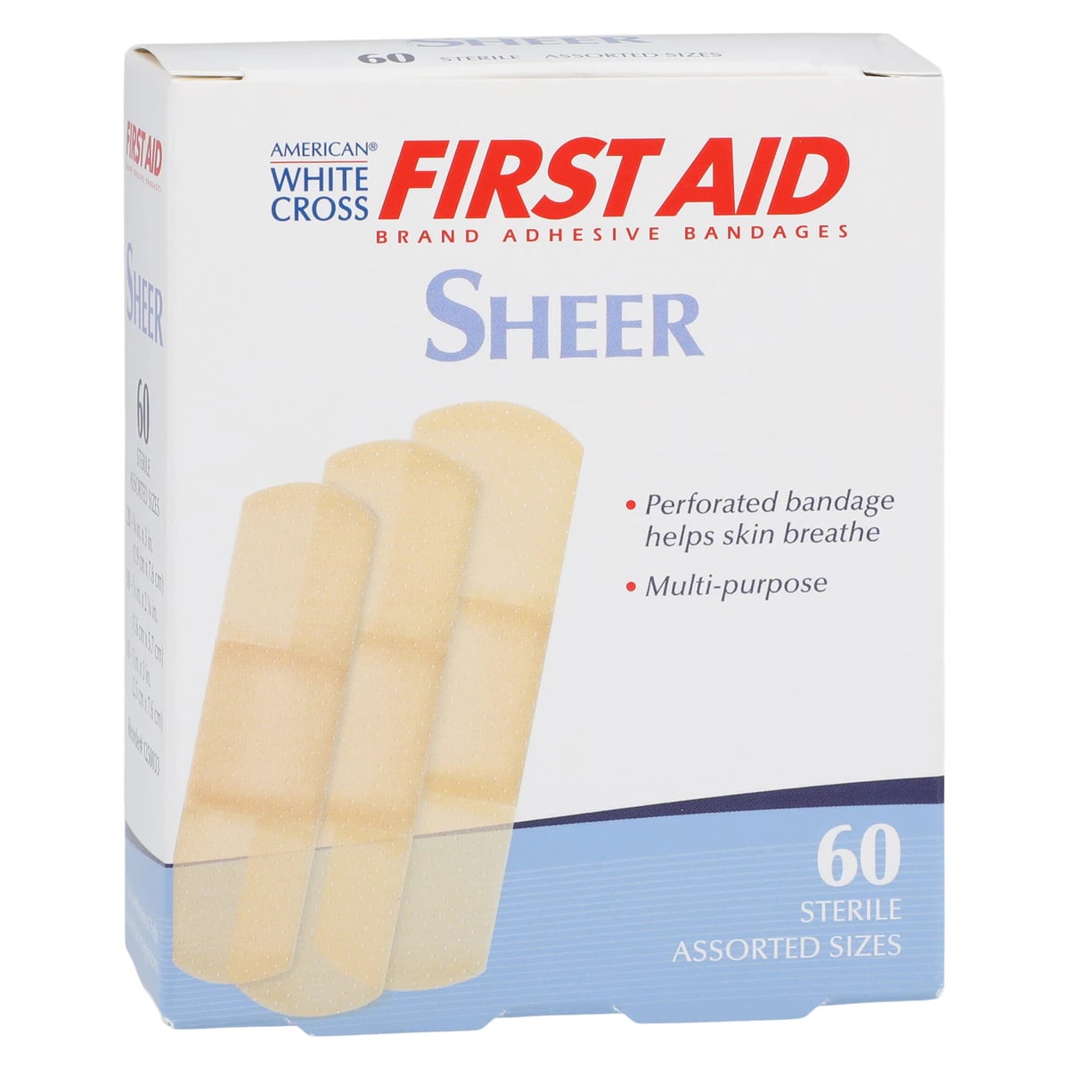 Dukal Sheer Plastic Film Adhesive Bandages, Assorted Sizes, Sterile, 60/Box