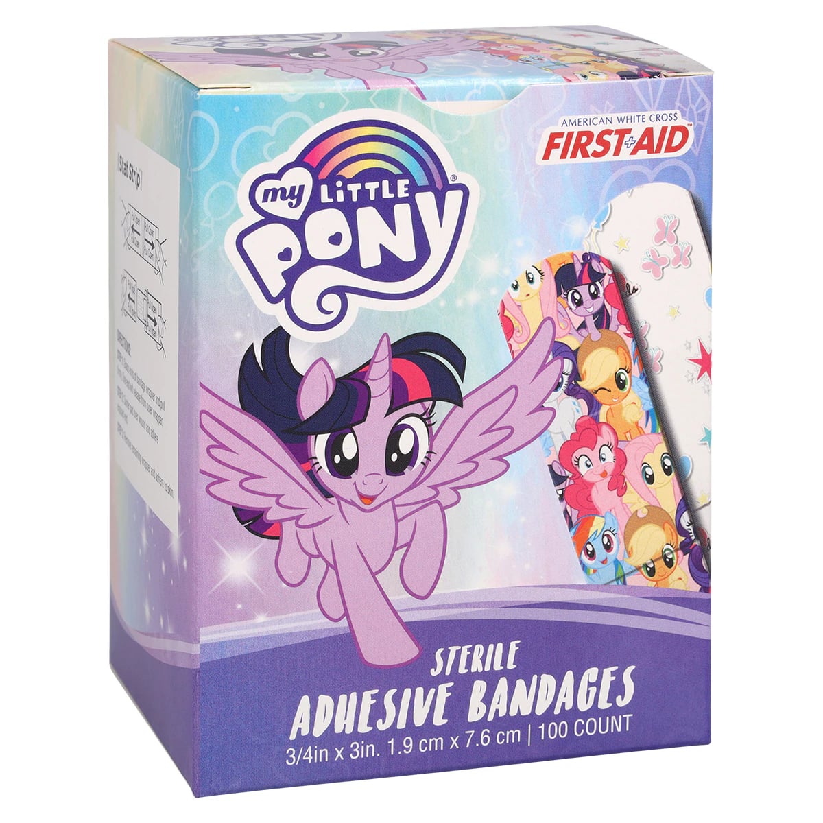 Dukal Stat Strip Adhesive Bandage, Plastic, 3/4" x 3", My Little Pony Design, Sterile, 100/Box
