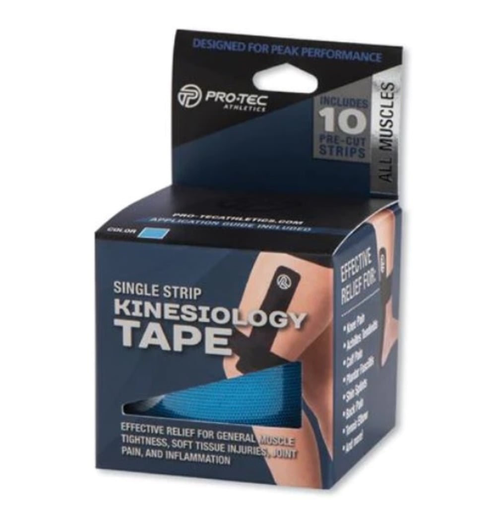 ProTec Precut Kinesiology Tape Strips, 2" x 9", Blue, 1/Box