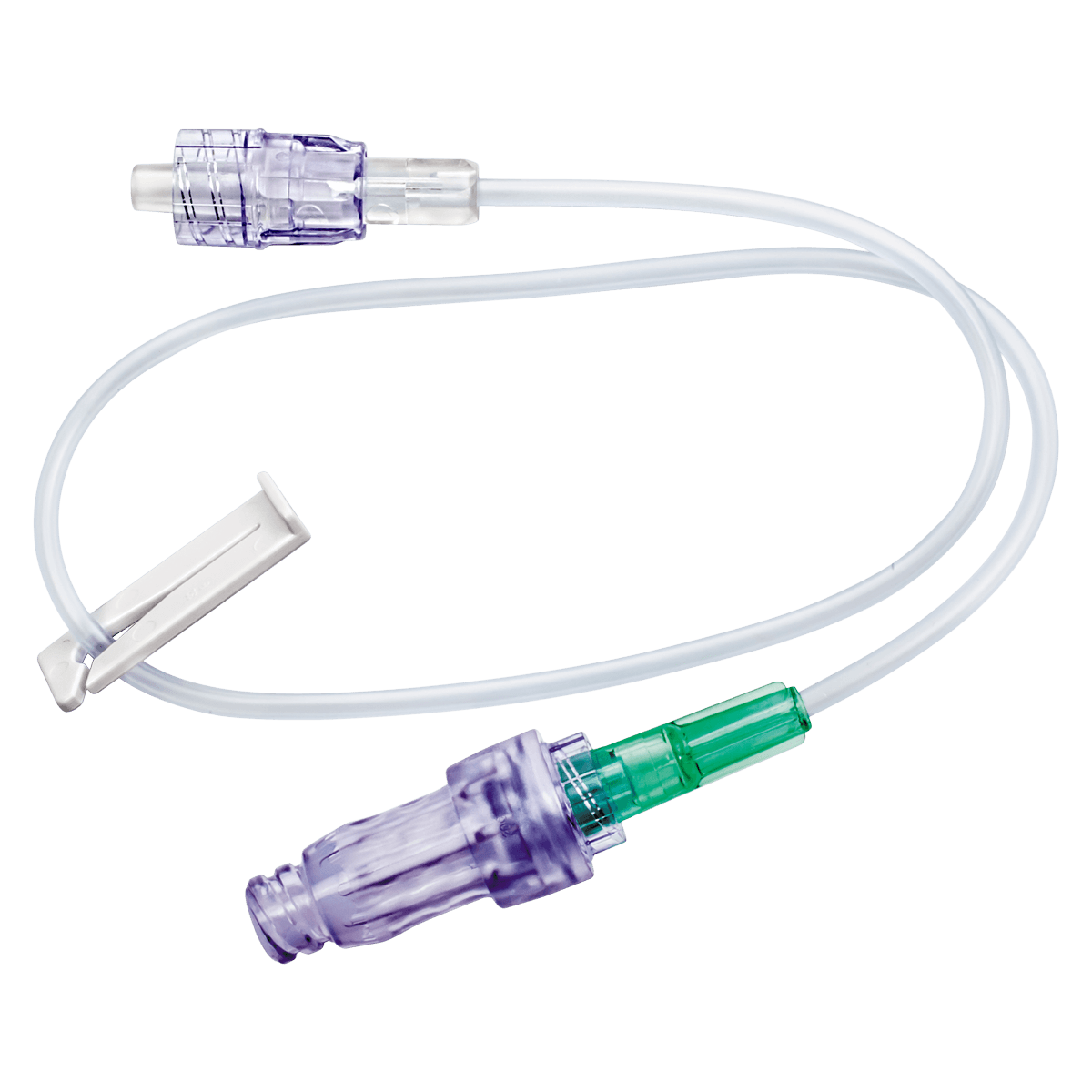 B. Braun CareSite Small Bore Extension Set, Needleless, 14" SPIN-LOCK Male Luer Lock, Removable Side Clamp, 0.7mL Priming Volume, 100/Case