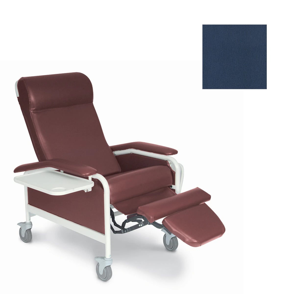 Winco CareCliner Clinical Recliner, Vinyl Upholstery, 275 lb Capacity, with Nylon Casters