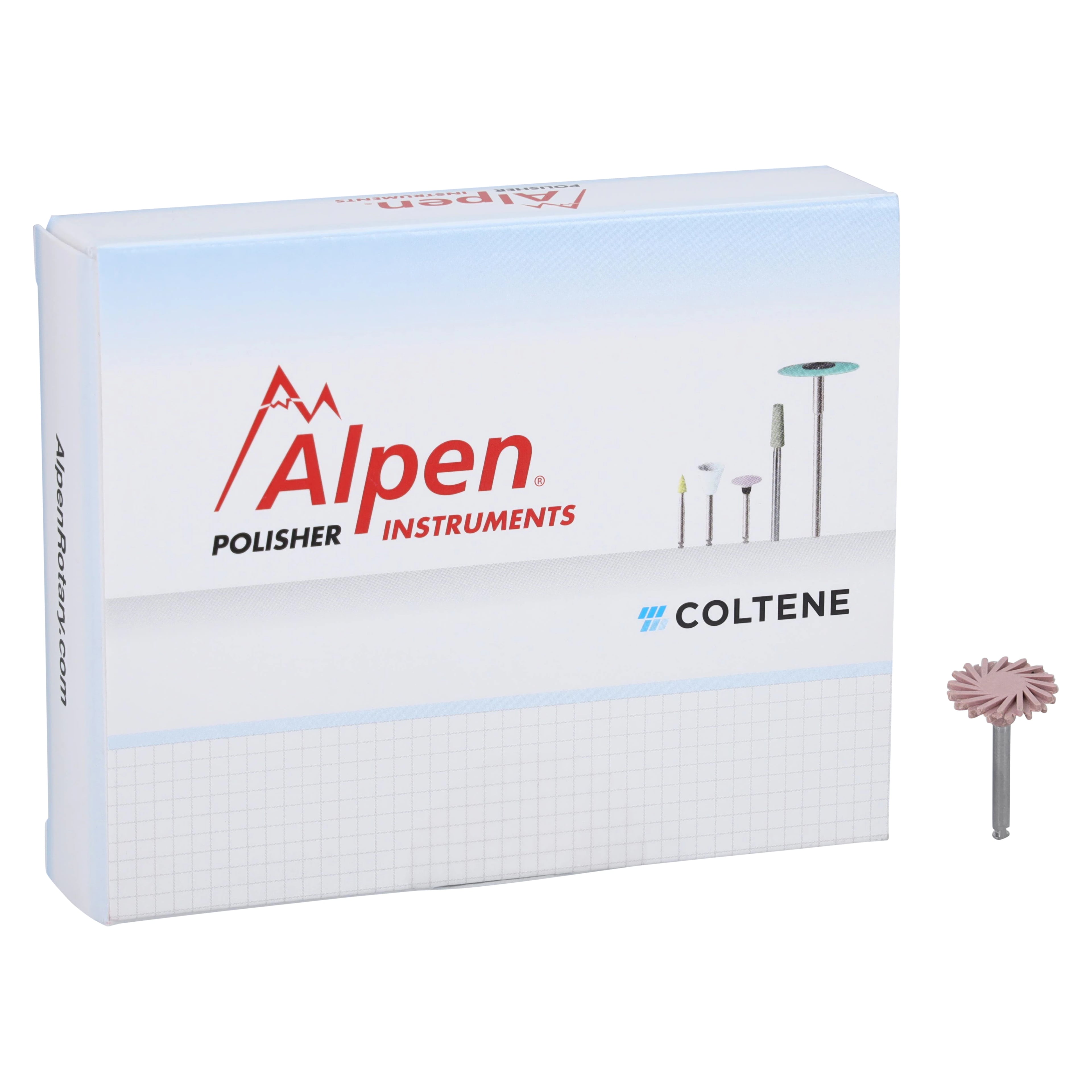 Alpen ShapeGuard Composite Plus Polisher, Step 1, Fine, RA, Spiral Wheel 140, Purple, 5/Pk, 60021905