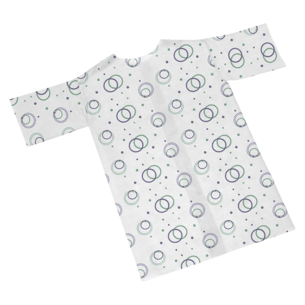 Medline Pediatric Disposable Patient Gown, Purple/Green, Polyester, Hook & Loop Fastener, Ages 5-8, 50/Case