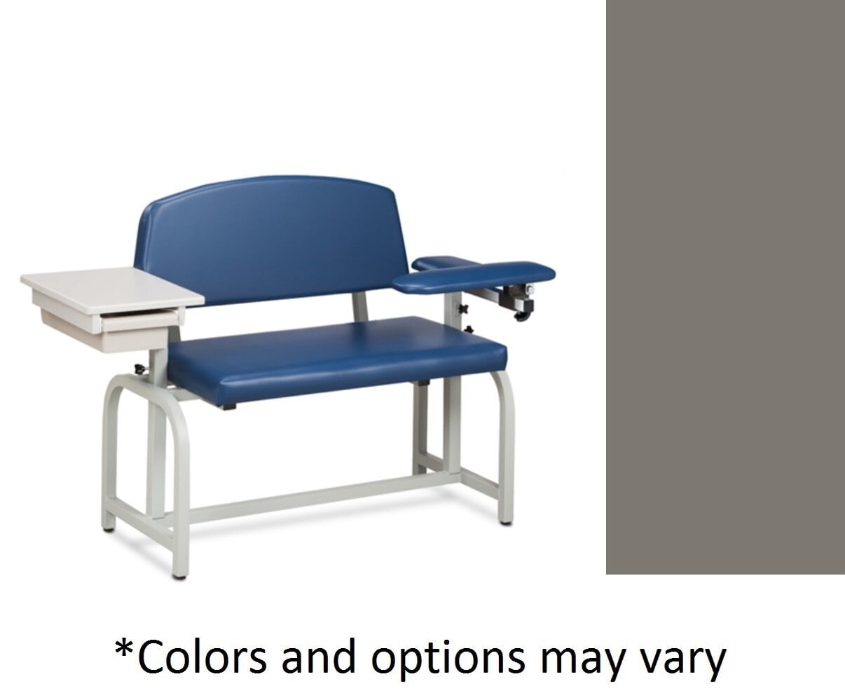 Clinton Industries Lab X Series Blood Draw Chair, Warm Gray, Tubular Steel Frame, 400 lb Capacity