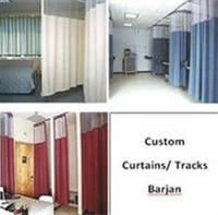 Barjan Cubicle Curtain, Custom Mesh, 2 Panel, 96" Length, Natural