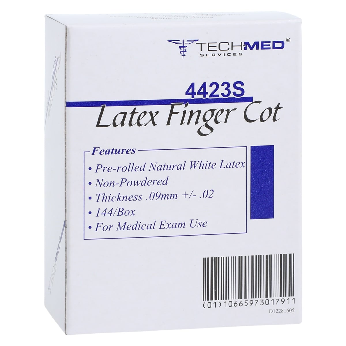 Tech-Med Latex Finger Cots, Small, Non-Powdered, Pre-Rolled, 144/Box, 4423S