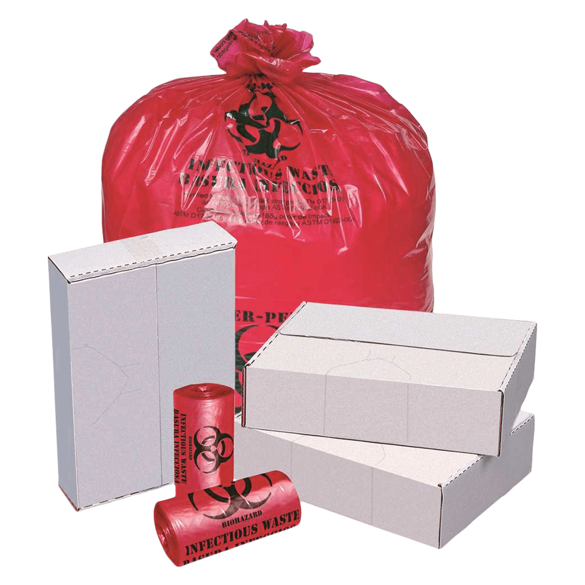 Pitt Plastics Trash Bag, 30 Gallon, 30.5" x 43", Red, 50/Case