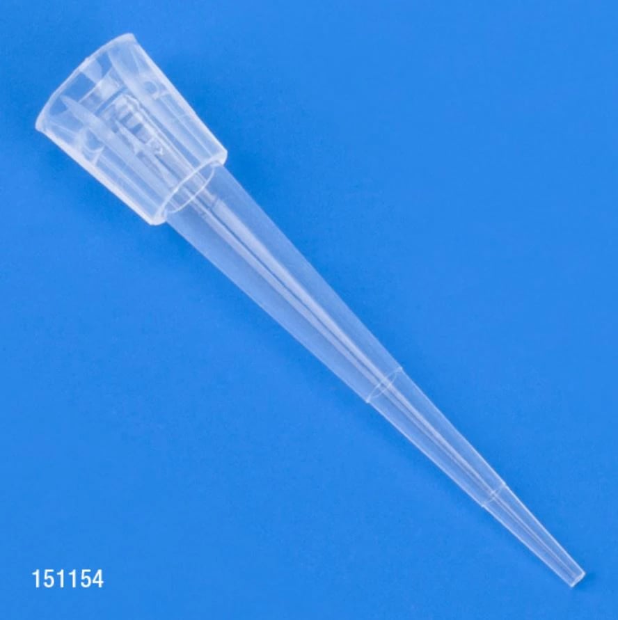 Globe Scientific Pipette Tips, 0.1-10 µL, Graduated, 31 mm, Non-Sterile, Universal Fit, Pipetman Style, Natural, 960/Box (10x96 Reload)