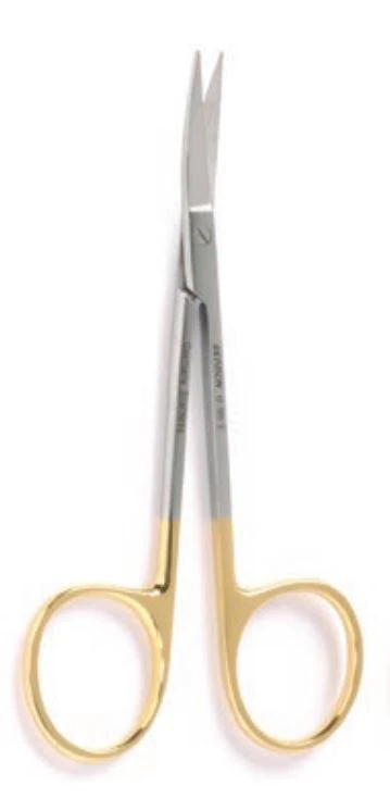 Derron Surgical Instruments Iris Scissors, Curved, 4-1/2", Tungsten Carbide, Each