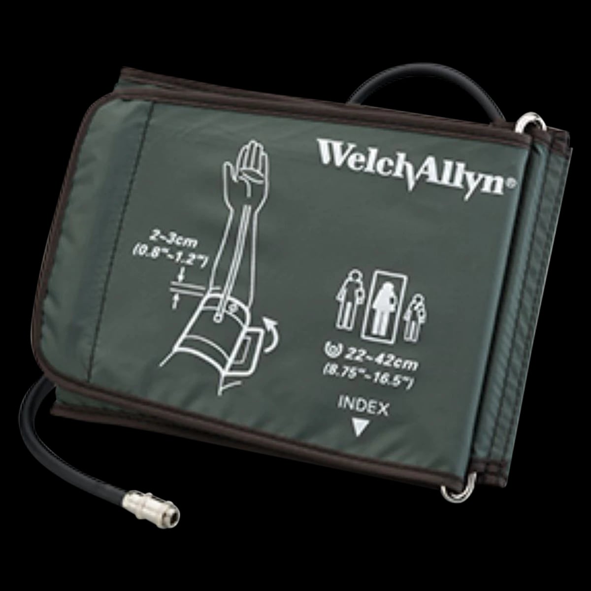 Welch Allyn SureBP Blood Pressure Cuff, Standard Adult, Arm, Black, 22-42 cm, Each