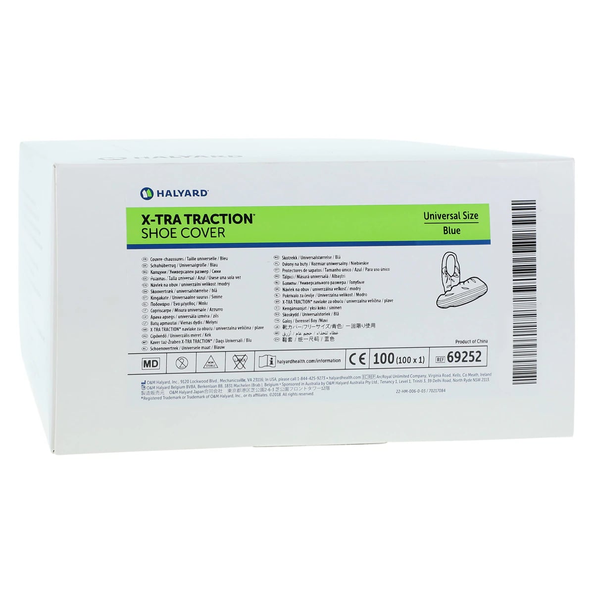 Halyard X-TRA Traction Shoe Covers, Universal Size, Blue, Non-Sterile, Disposable, 100/Box