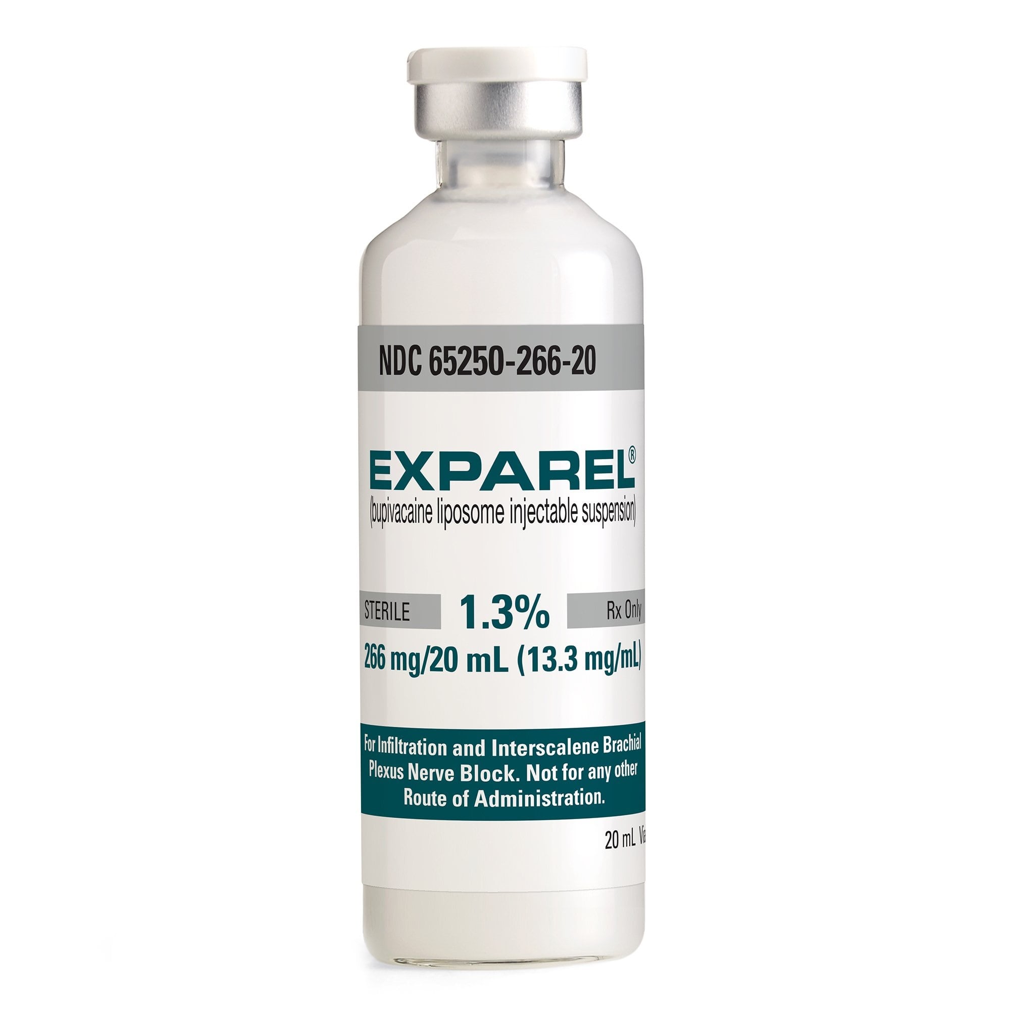 Exparel 1.3% Liposomal Suspension Injection, 266mg/vial, Preservative Free, 20mL Vial, 4/Package