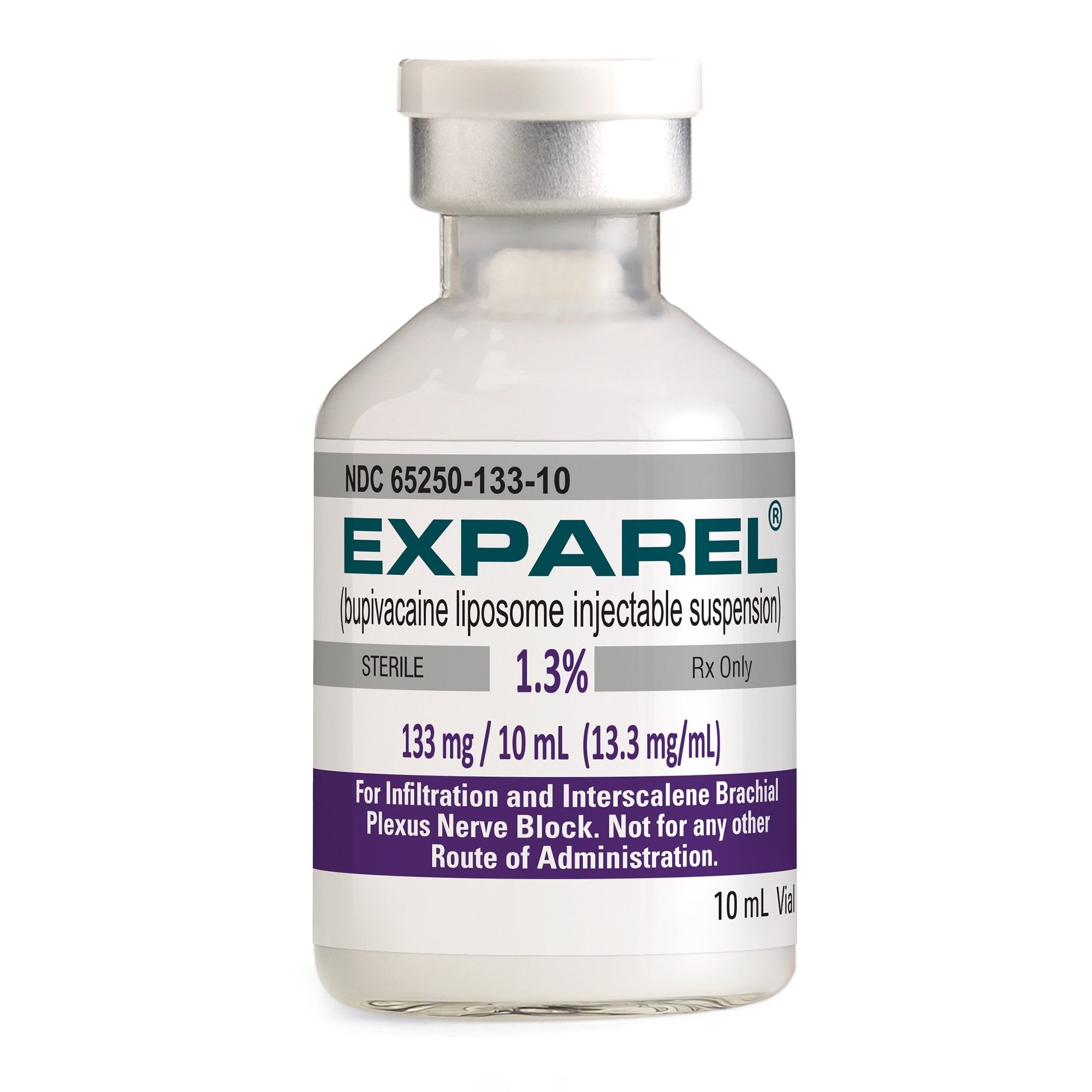 Exparel 1.3% Liposomal Suspension Injection, 133mg/vial, Preservative Free, 10mL Vial, 10/Package