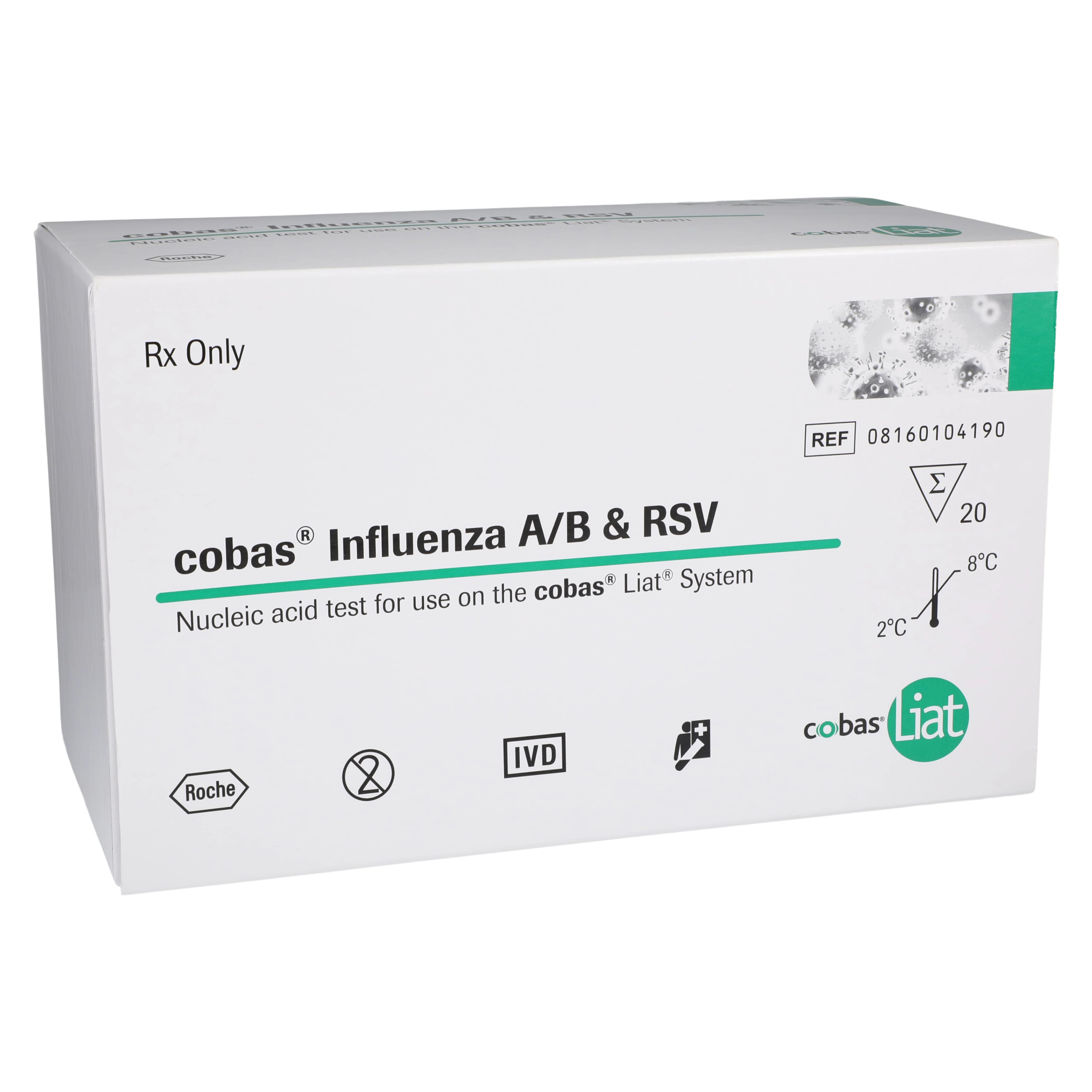 Roche Liat Influenza A/B and RSV Test Kit, CLIA Waived, for Liat Analyzer, 20 Tests/Box
