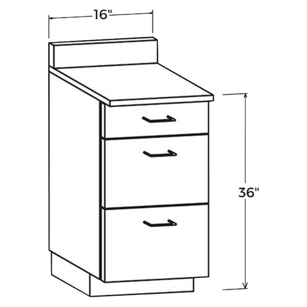 Hausmann Pro-Line Base Cabinet with File Drawer, 3-Drawer, 16"W, Laminate