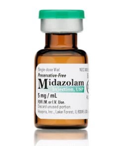 Midazolam HCL Injection, 5mg/mL, Preservative Free, Single Dose Vial, 1mL, 10/Package, Pfizer