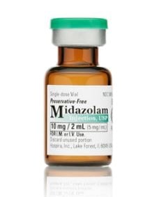 Midazolam HCL Injection, 5mg/mL, Preservative Free, Single Dose Vial, 2mL, 10/Package