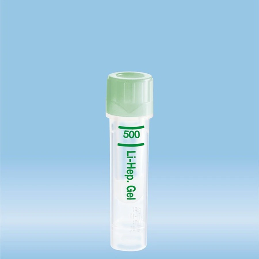 Sarstedt Microvette 500 µL Capillary Blood Collection Tube, Lithium Heparin (Green), Threaded Cap, Polypropylene, 100/Pk