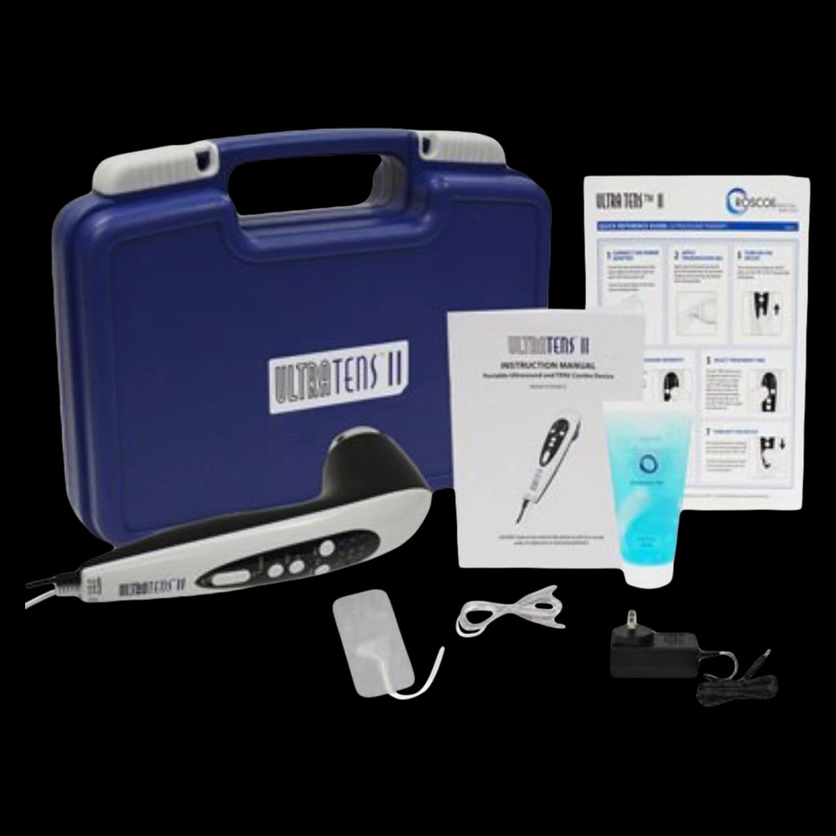 Compass Industries UltraTENS II Ultrasound & TENS Combination Unit with Leadwires, 2x4" Cloth Electrodes, AC Adapter, and Transmission Gel
