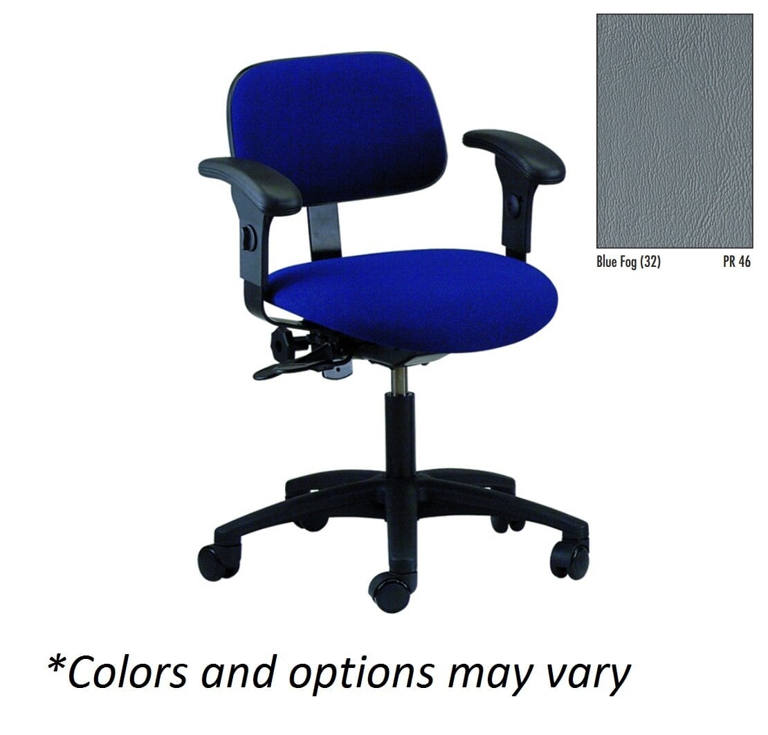 Brewer Stool Vinyl Task Seating with Backrest, Blue Fog