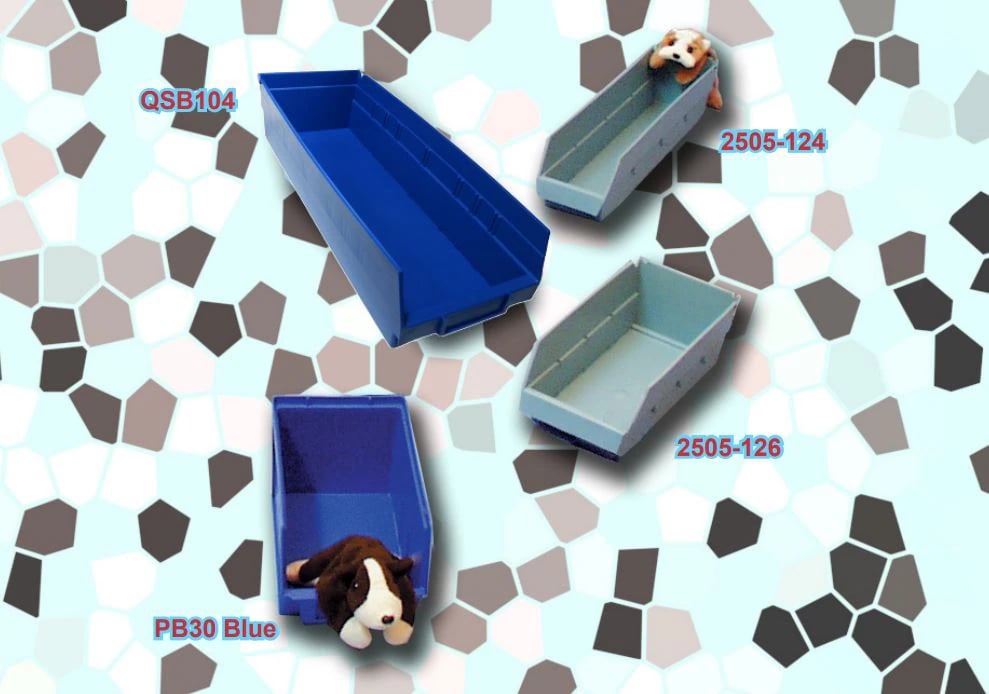 Healthmark Shelf Bin, Blue Polypropylene, 17-7/8" x 6-5/8" x 4"