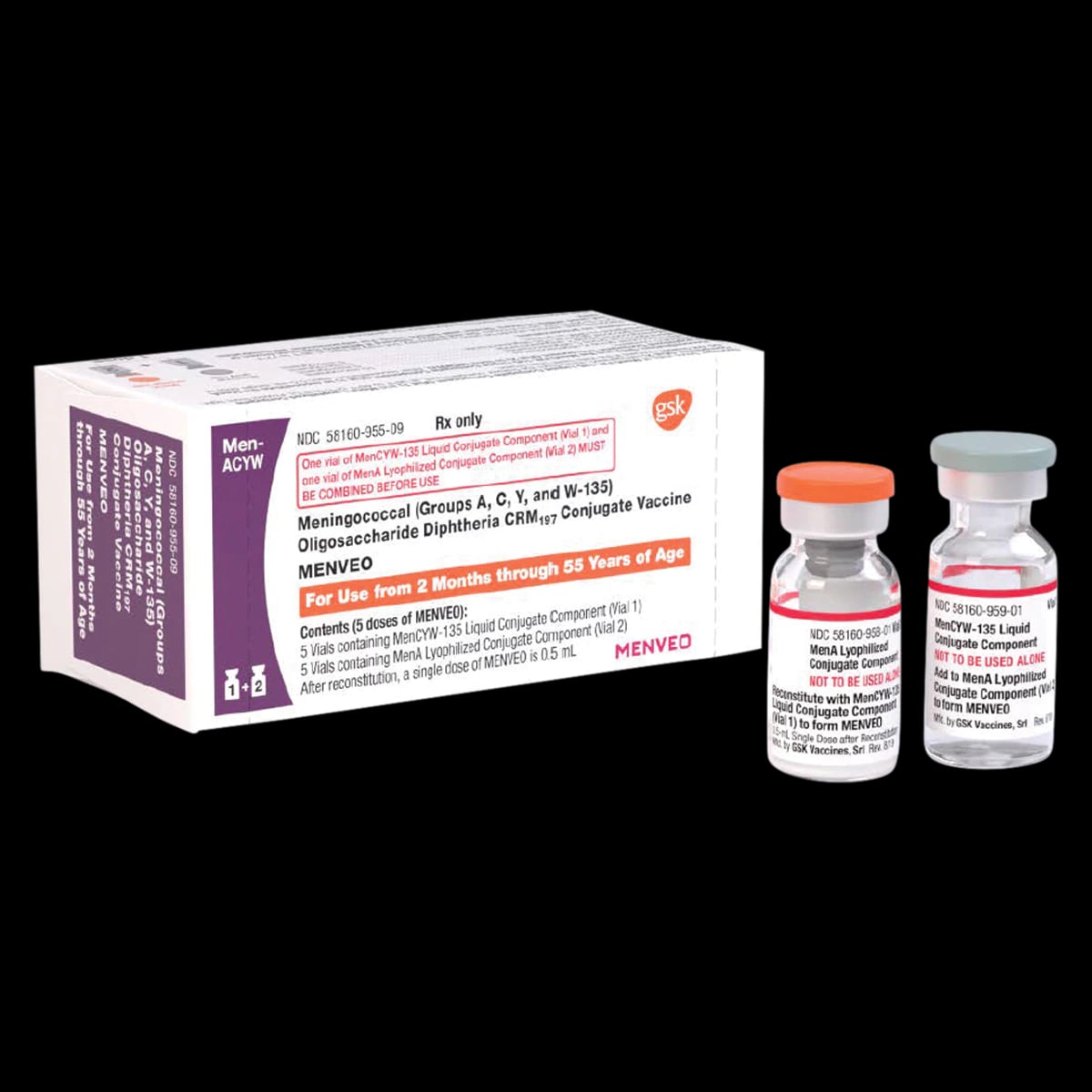 Menveo Meningococcal (Groups A, C, Y, and W-135) Oligosaccharide Diphtheria CRM197 Conjugate Vaccine, 0.5 mL Single-Dose Vial, 5/Package