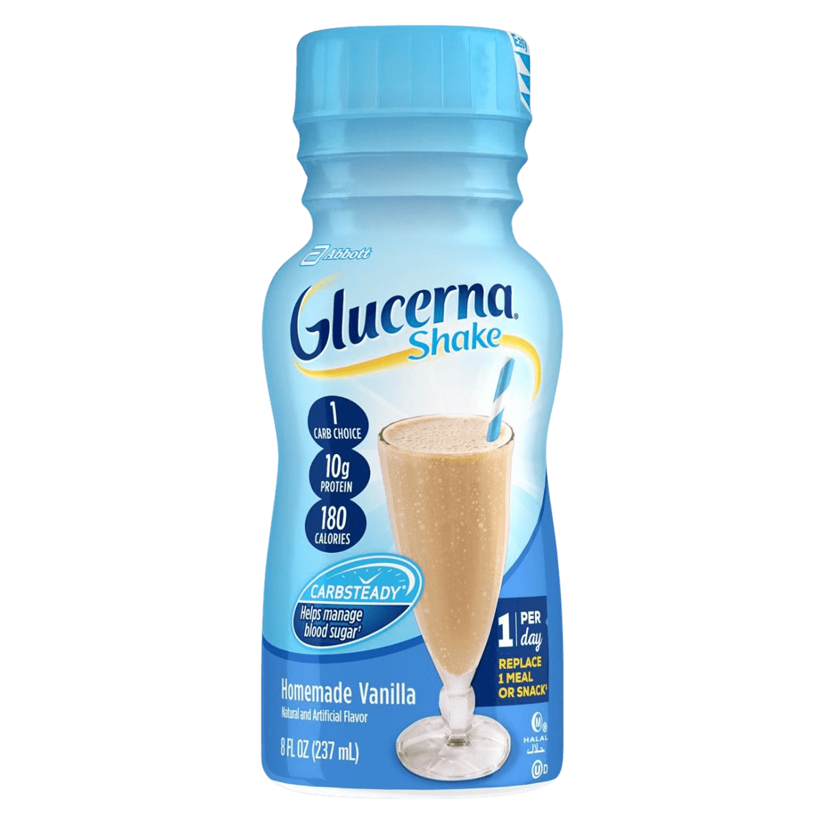 Glucerna Meal Replacement Shake, Vanilla, 8 fl oz Bottles, 24/Case