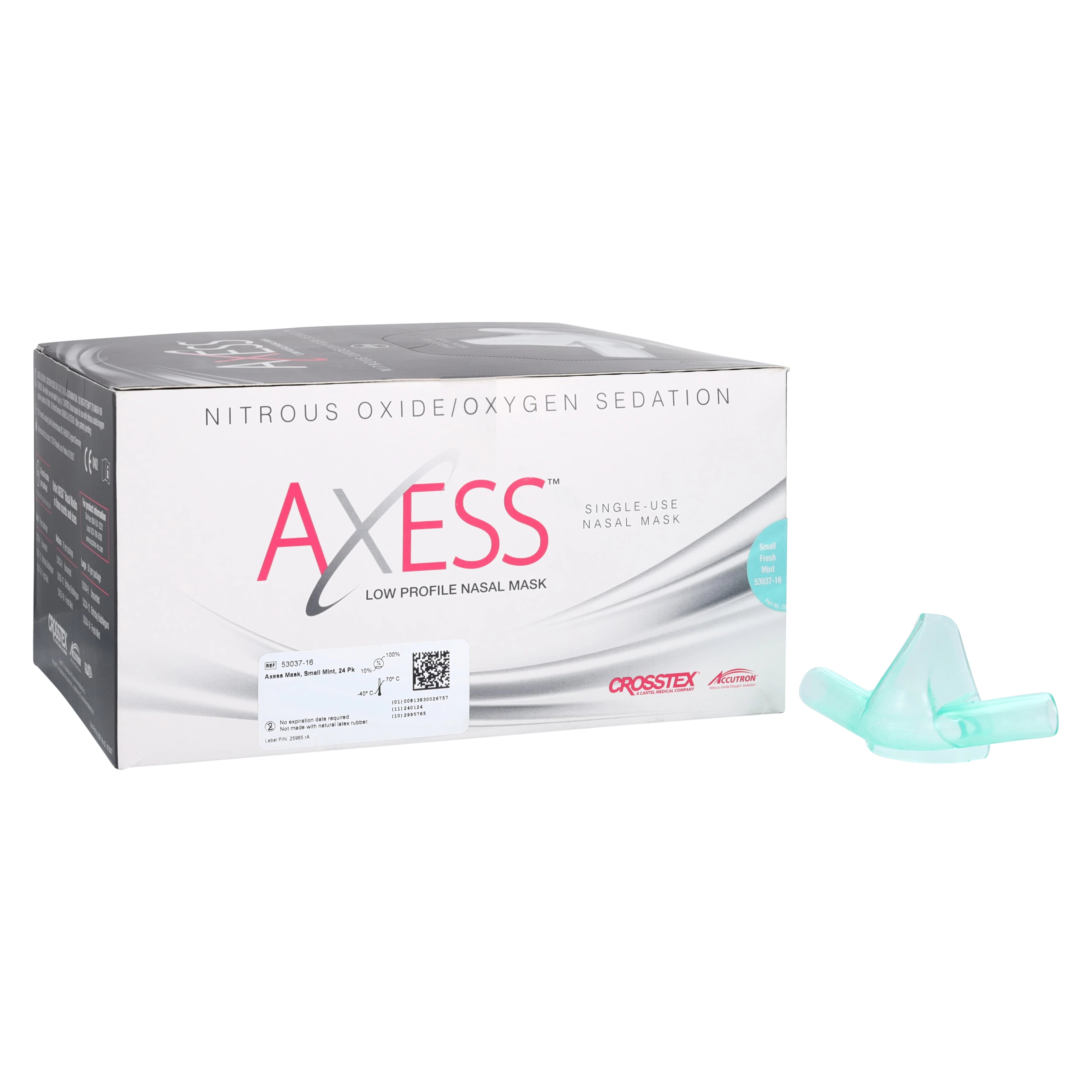 Axess Low Profile Nasal Mask, Small, Fresh Mint, Single-Use, 24/Pk, 53037-16