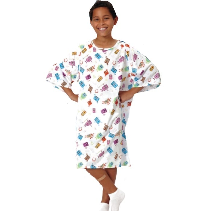 Fashion Seal Patient Gown, Pediatric, X-Large, White, Polyester Knit
