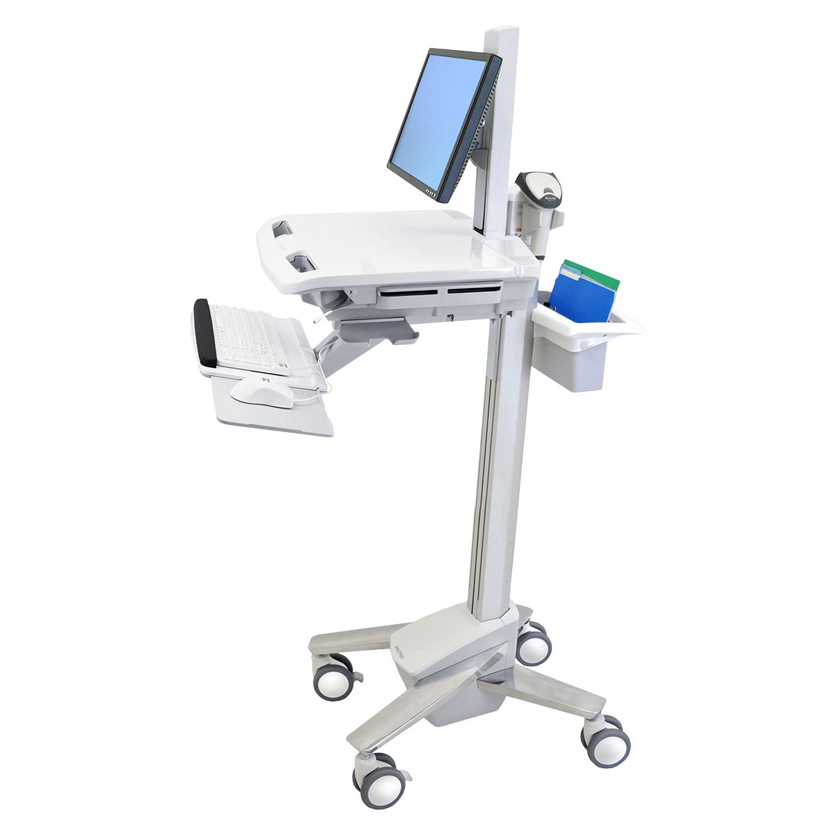 Ergotron StyleView EMR Laptop Cart, Plastic, White, with LCD Pivot