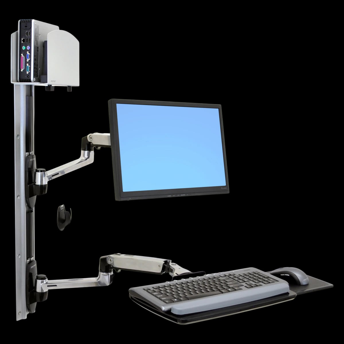 Ergotron LX Wall Mount System, Polished Aluminum, Silver, 45-214-026
