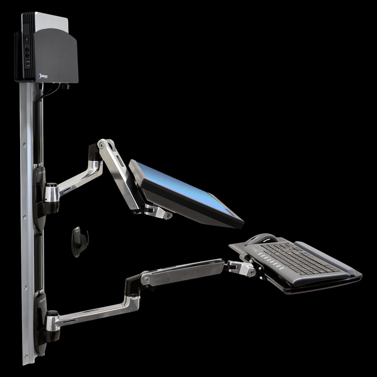 Ergotron LX Wall Mount System, Polished Aluminum, Silver, 45-214-026
