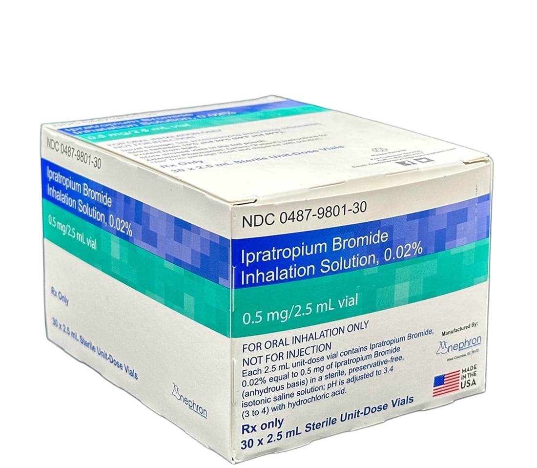 Ipratropium Bromide Inhalation Solution 0.02%, 2.5mL Vial, 30/Package