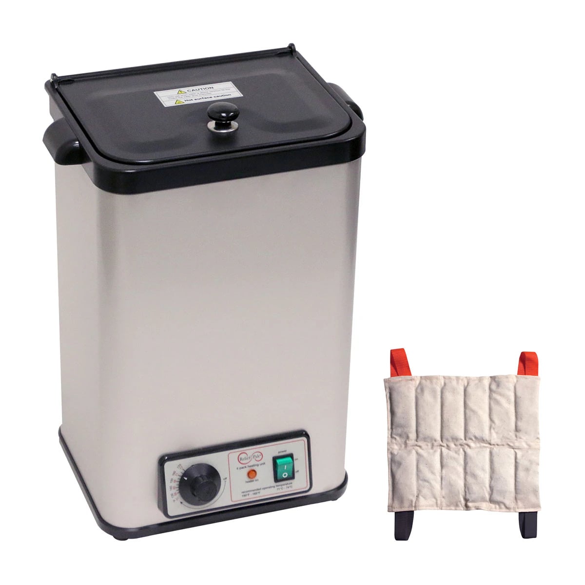 Relief Pak Heating Unit, Stationary Stainless Steel, 110V, with 4-Pack