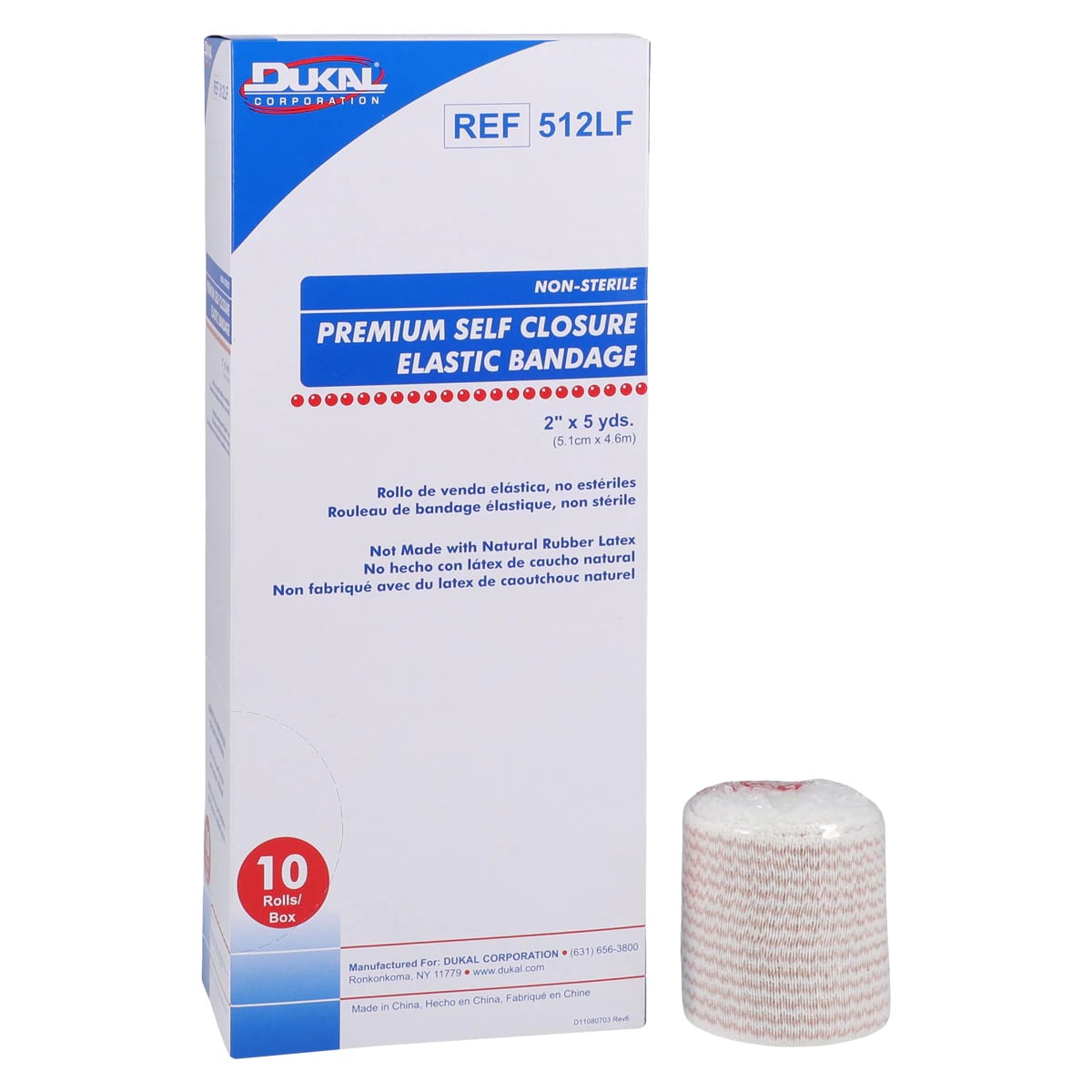 Dukal Premium Elastic Bandage, Cotton/Polyester, 2" x 5 yd, Beige, Non-Sterile, 10/Box