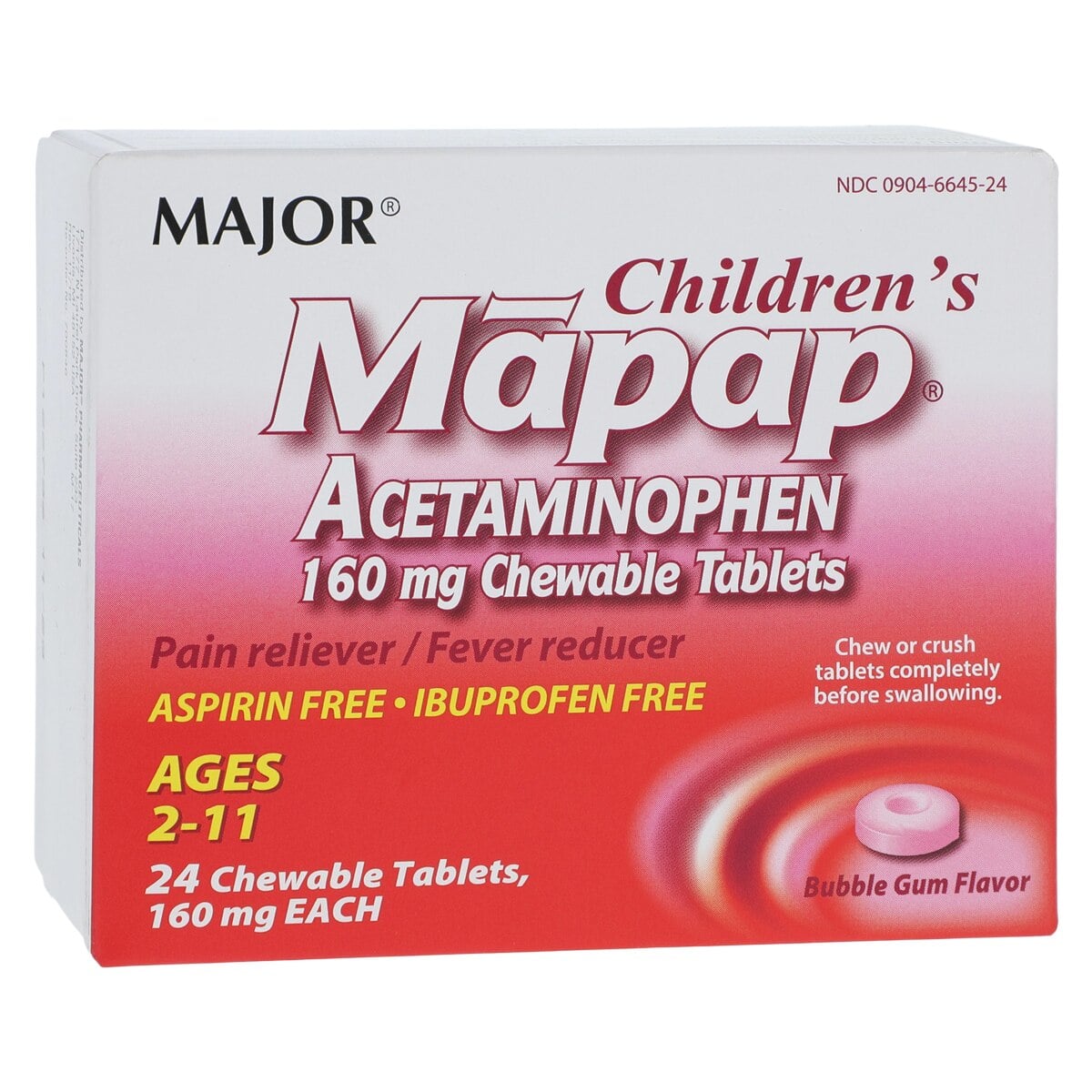 Mapap Children's Chewable Tablets, 160 mg, 24/Bottle
