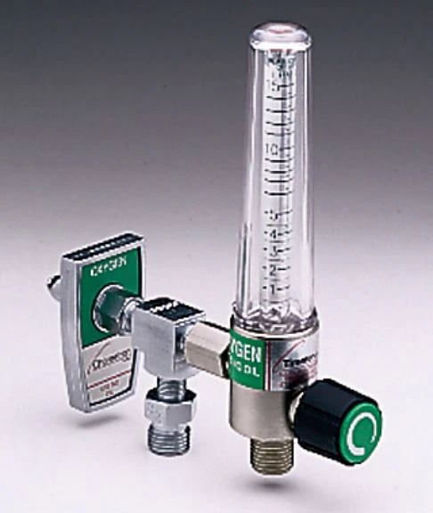 Timeter Oxygen Flow Meter with DISS F Hand Tight Connection, Polycarbonate Hood