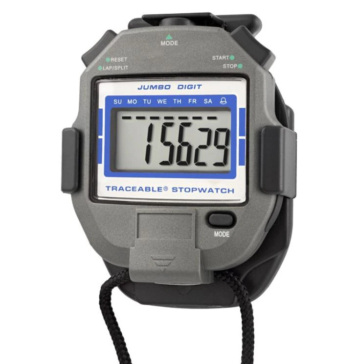 Traceable Jumbo-Digit Stopwatch Timer, 23h 59m 59s, Audible Alarm, LCD, 3 x 2-1/2 x 7/8"