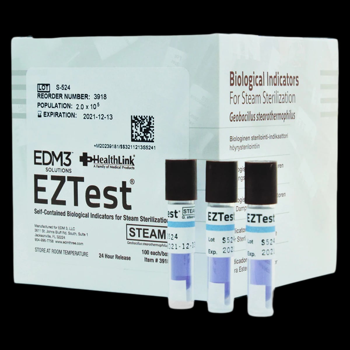 EZTest Steam Biological Indicator Ampules, 100/Box